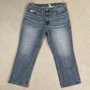 Cinch Relaxed Straight White Label Jeans Mens 40x30 Blue Medium Whiskered Fade